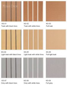 Color card of synthetic teak decking